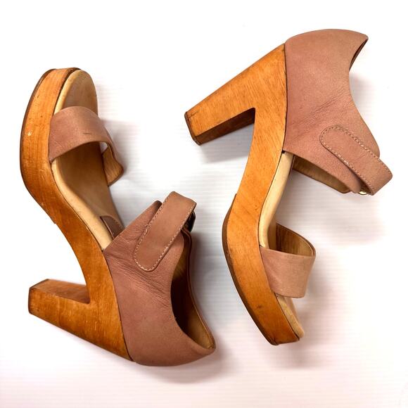 RACHEL COMEY‎ Platform Sandals Size 9 Leather Wood Boho Bohemian Festival Casual - Picture 9 of 13